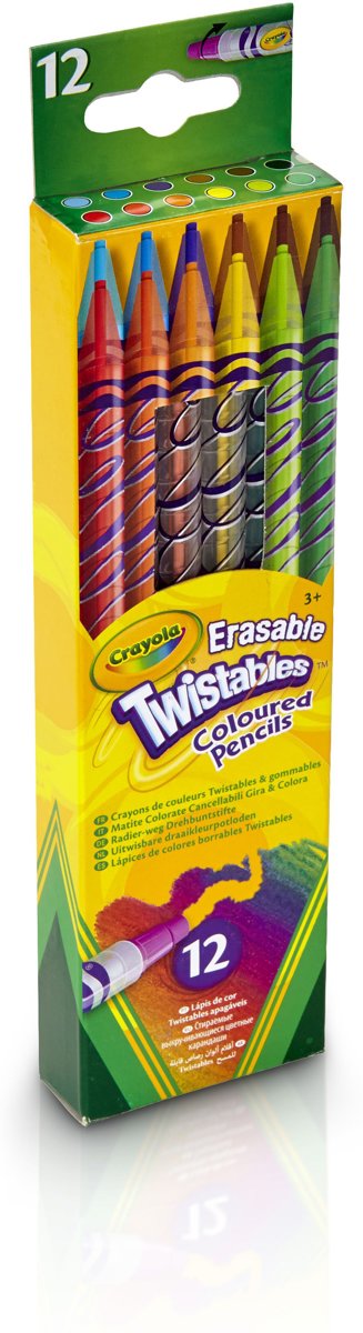  12 Draaikleurpotloden met gum