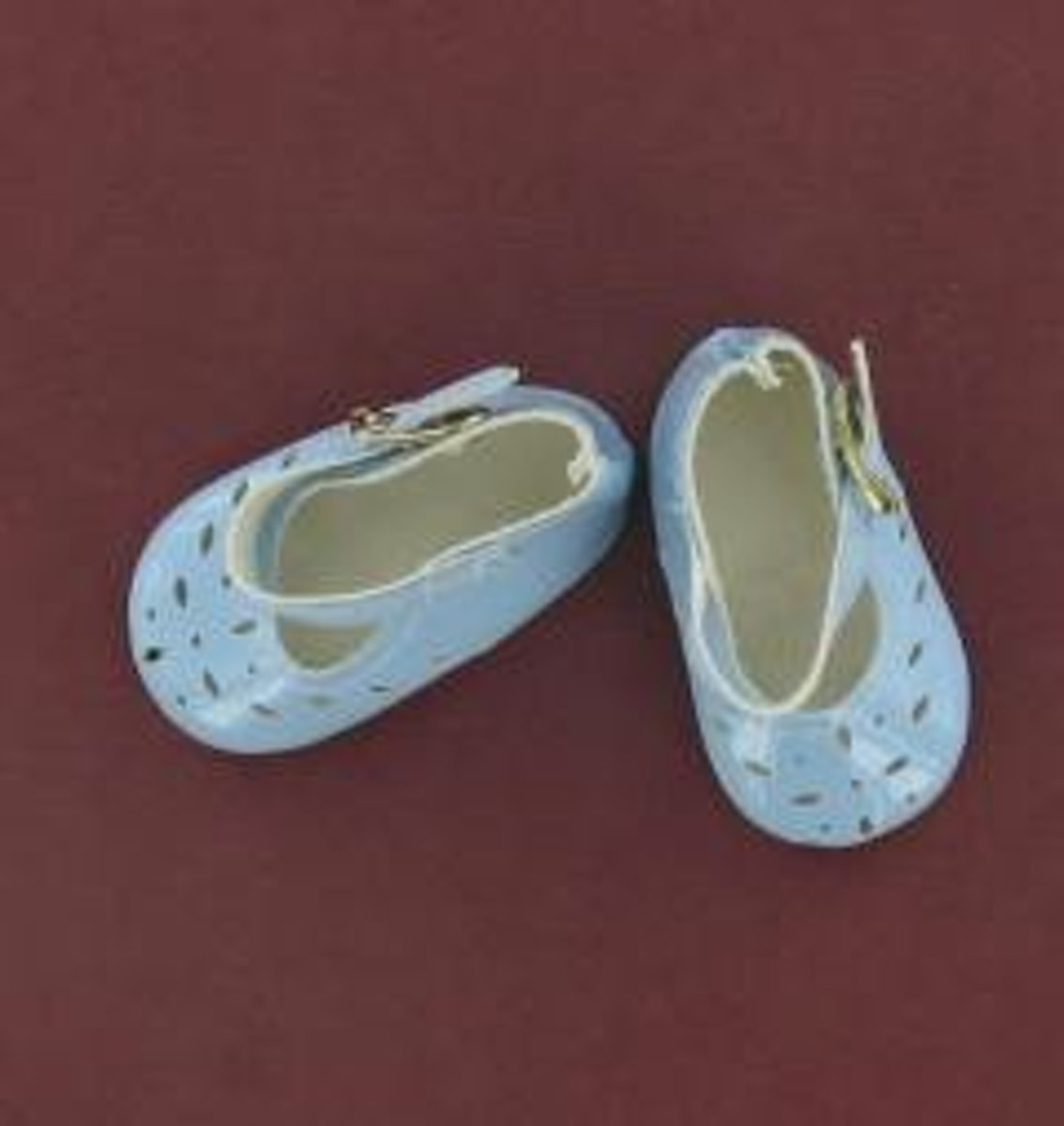 Poppen Lakschoentjes paar met gaatjes en gesp, maat 7, L-Blauw. 54-622-751