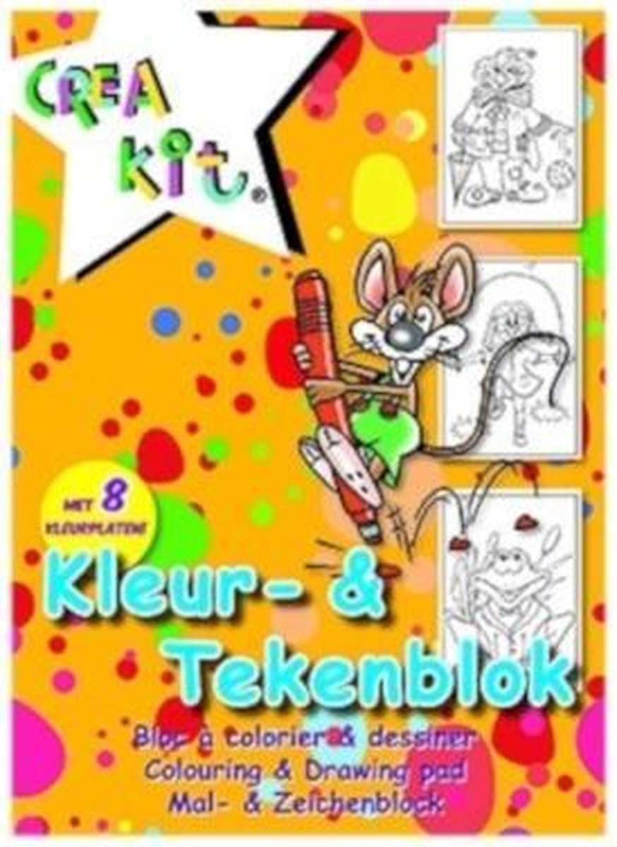 Crea-kit Kleur- & Tekenblok Junior A5 24 Vellen 8 Kleurplaten