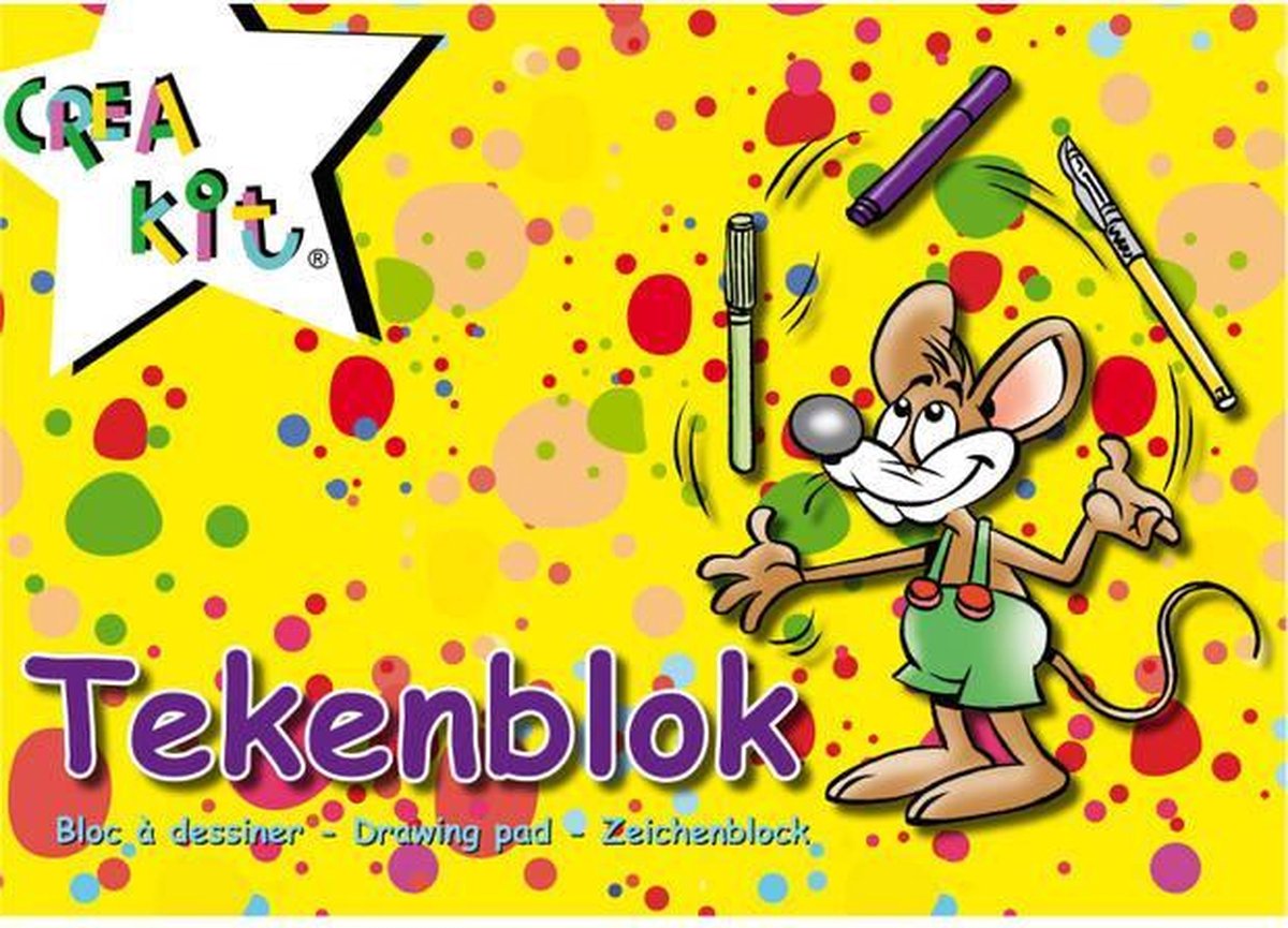 Crea-kit Tekenblok Muis Junior A4 Papier Geel