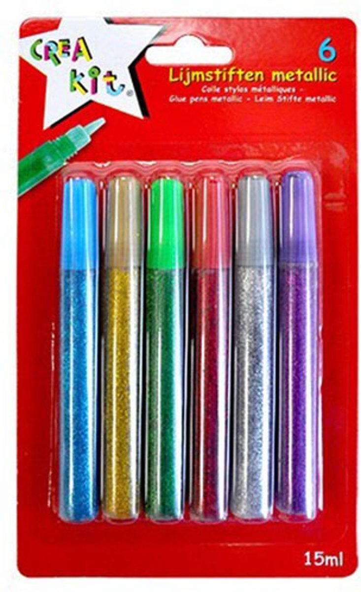 Lijmstiften Glitter Metallic 6 STUKS