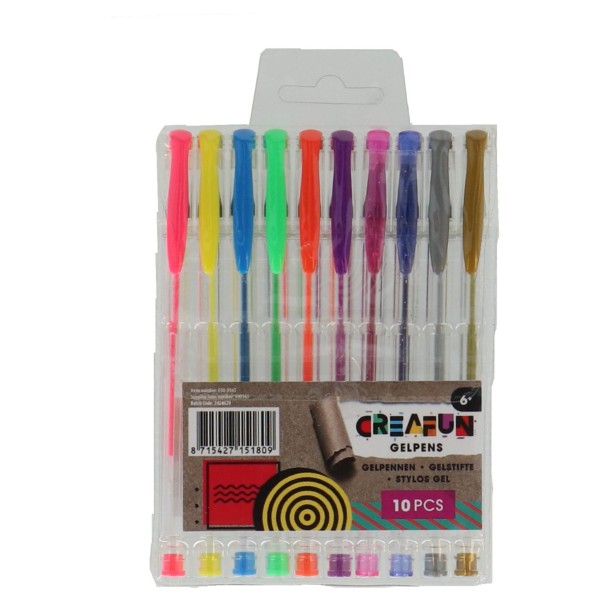 Creafun Gelpennen Neon Glitter Metallic 10 Stuks