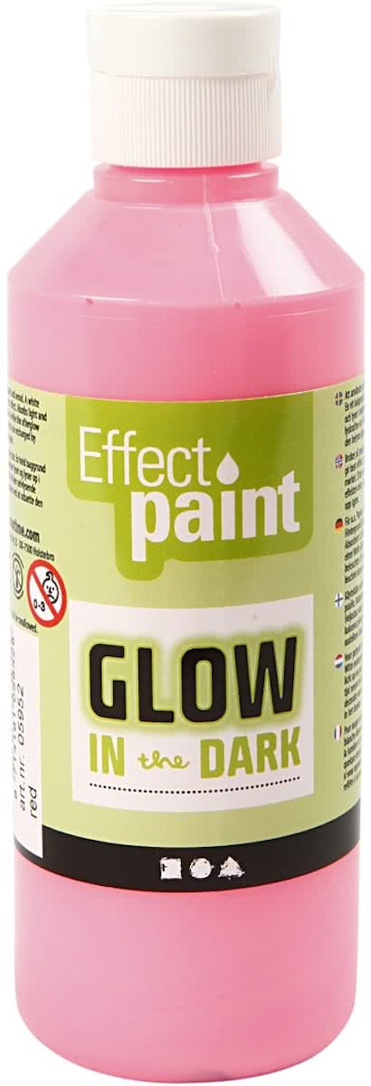Glow in the dark, lichtrood, 250 ml