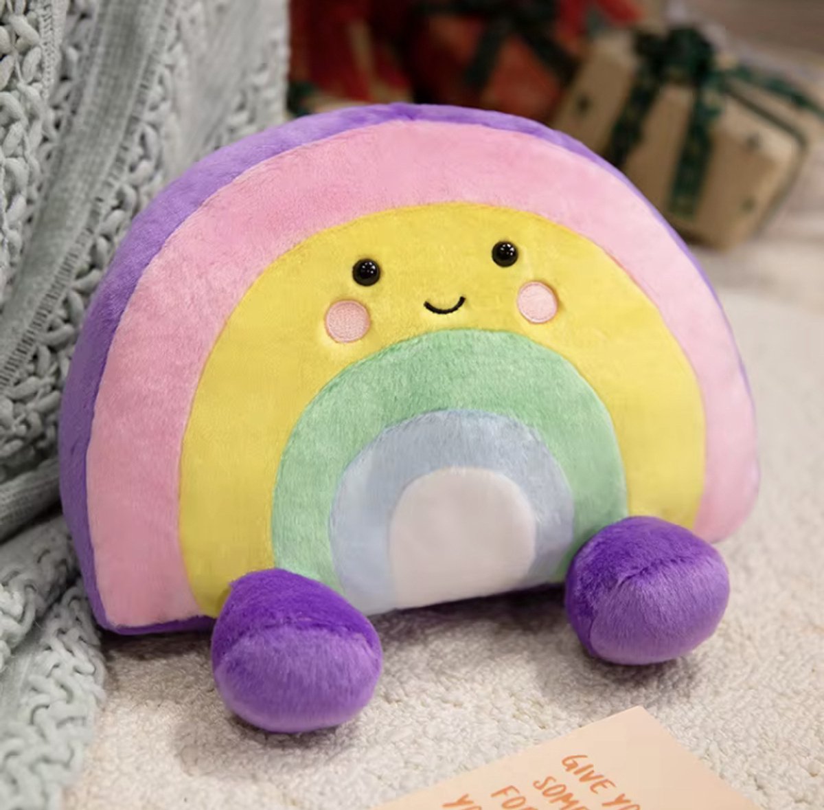 Creasowl® - Kawaii Regenboog Knuffel – Zacht Pluche Kussen 35 cm, Schattig Knuffeldier, Cadeau voor Kinderen, Knuffelbare Kussens, Regenboog Knuffel, Leuk Speelgoed en Decoratie, Verjaardag, Kawaii, Troostknuffel