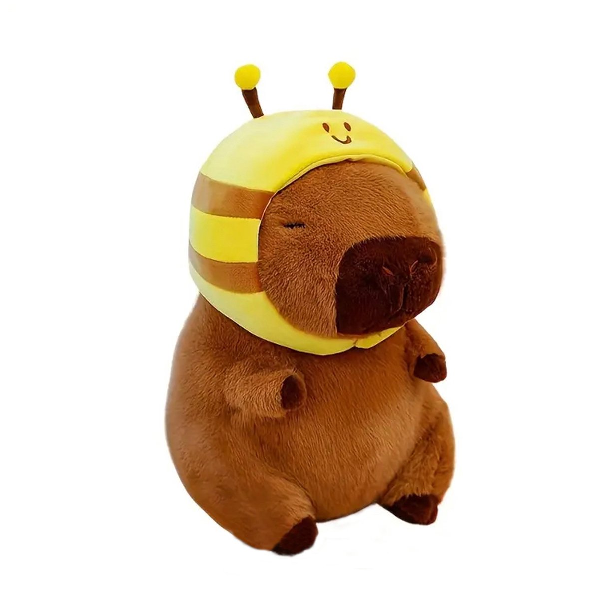 Creasowl® – Capybara Knuffel met Bijenmuts – Kawaii Pluche Knuffeldier 30 cm – Zachte Capybara Knuffel – Afneembare Muts – Schattig Cadeau voor Kind of Meisje