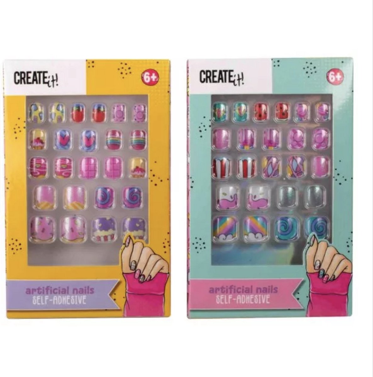 Create It - Kunst Nagels - Kinderen - Zelfklevend - Kindernagels - Nepnagels - Plaknagels - Cadeau - Jongens En Meisjes - 24 Stuks - Kinder Makeup - Creatief Speelgoed - Hoge Kwaliteit - Luxe Pakket - Cadeau Set - Verjaardag