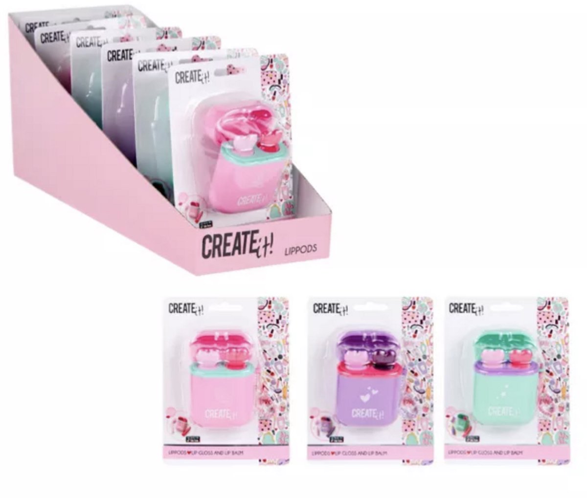 Create it - Lippods - Voor Kinderen - Speelgoed - KinderMakeup - Lippenbalsem - Opmaken - Kinderen Opmaken - Kinderfeestje - Cadeau - Duurzaam - Hoge Kwaliteit - Vanaf 4 Jaar - Speelgoed Makeup -   Makeup
