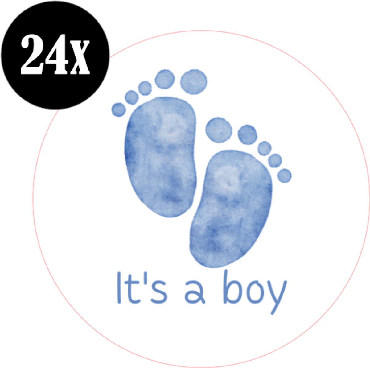 24x sluitstickers - Baby Its a boy voetjes - geboorte - Sluitzegel - sticker - kaart - 40 mm - matte sticker - etiketten - cadeau - inpakken