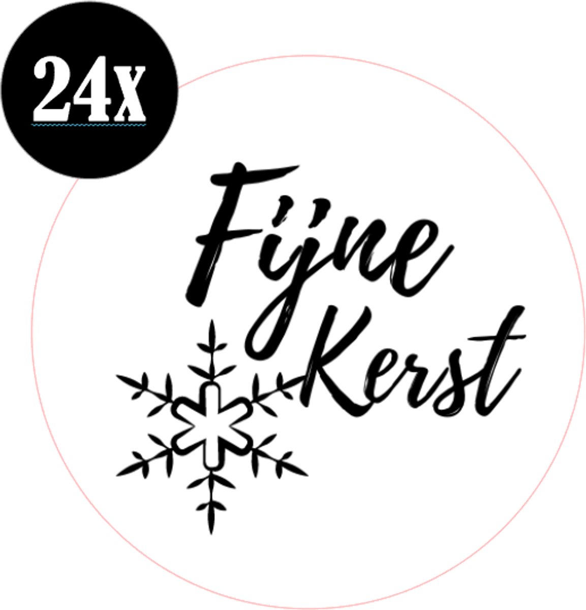 24x sluitstickers - Fijne kerst - Sluitzegel - sticker - kaart - 40 mm - matte sticker - etiketten - cadeau - inpakken