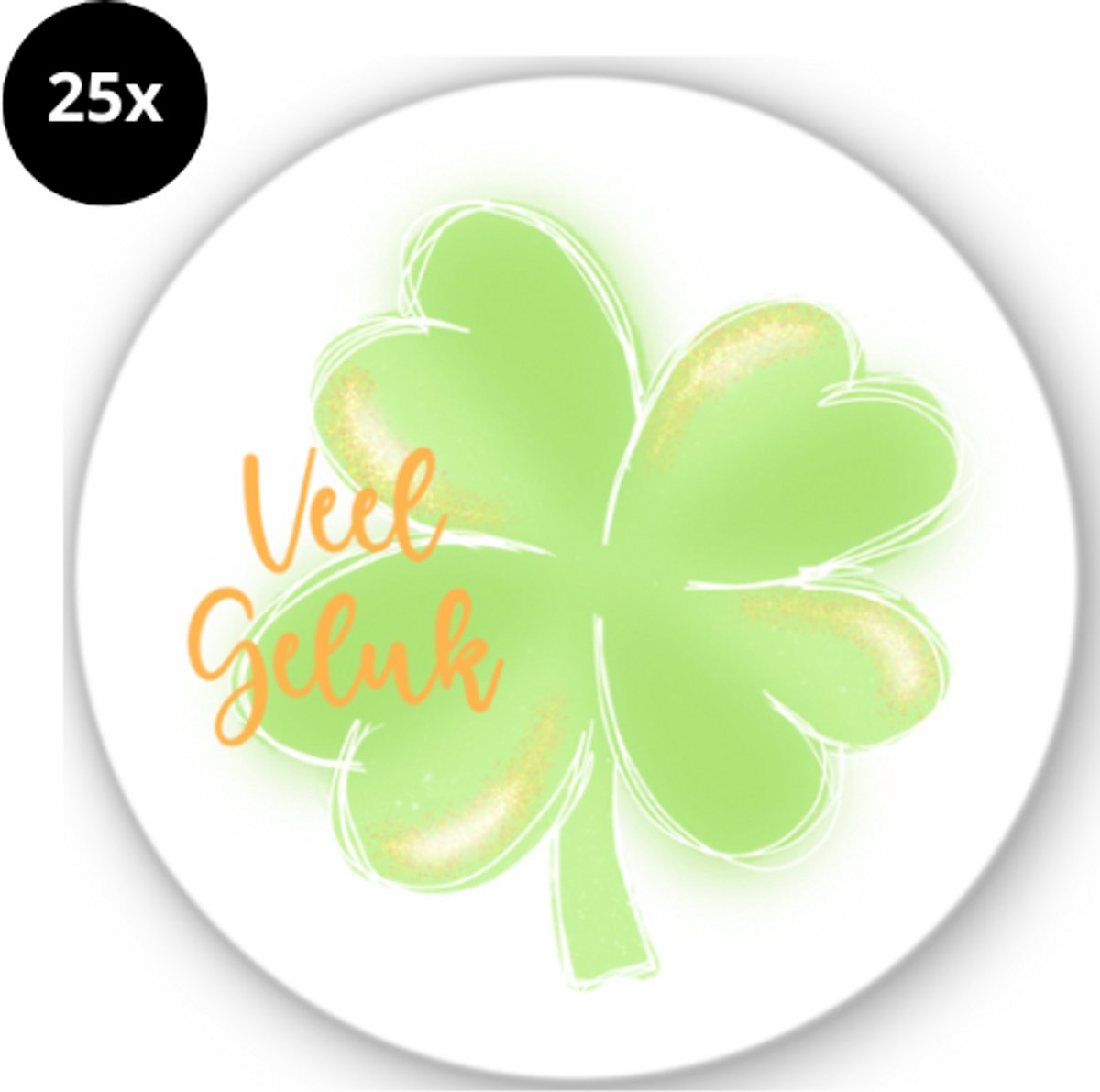25x Sluitstickers - Veel geluk - Sluitzegel - sticker - Klavertjevier - 40mm - glossy sicker