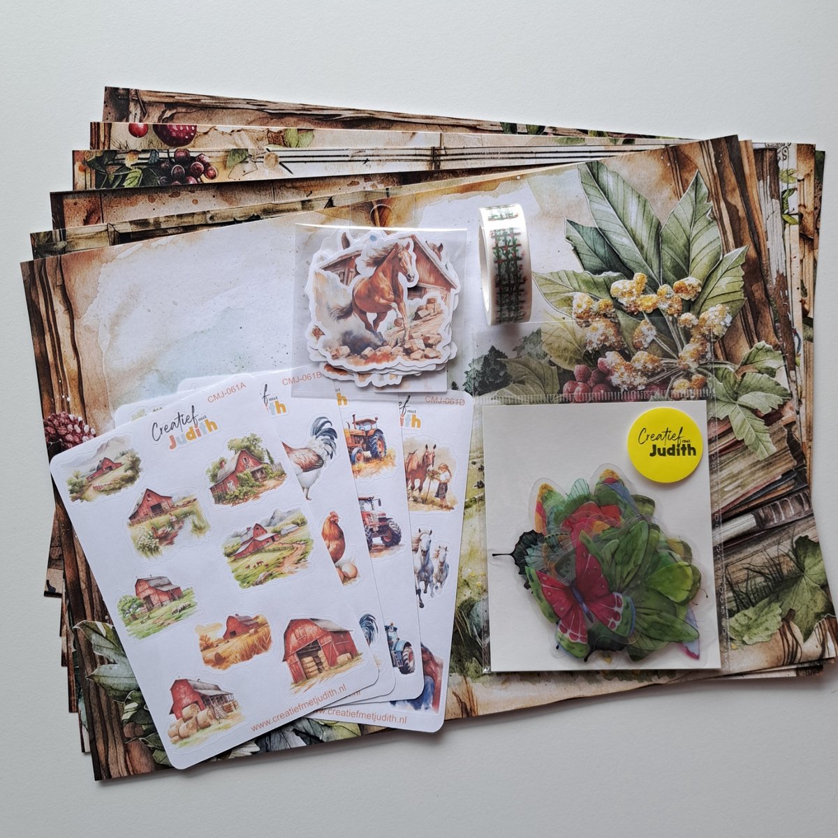 Boerderij journal set - stickers - papier - thema Farm life - bullet journal stickers - scrapbook - knutsel bundel - hobbypakket - volwassenen en kinderen