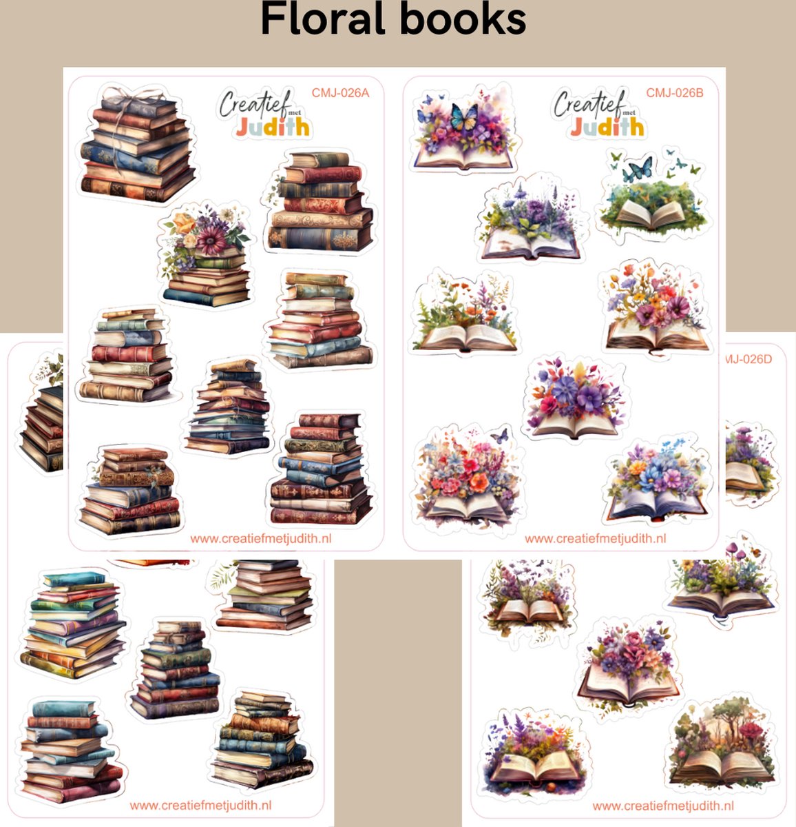 Bullet Journal Stickers - Planner Agenda Stickers - Boeken stickers - 4 stickervellen - Lezen - Scrapbook stickers - Deco stickers - Bloemen en vlinders - Stickers volwassenen en kinderen