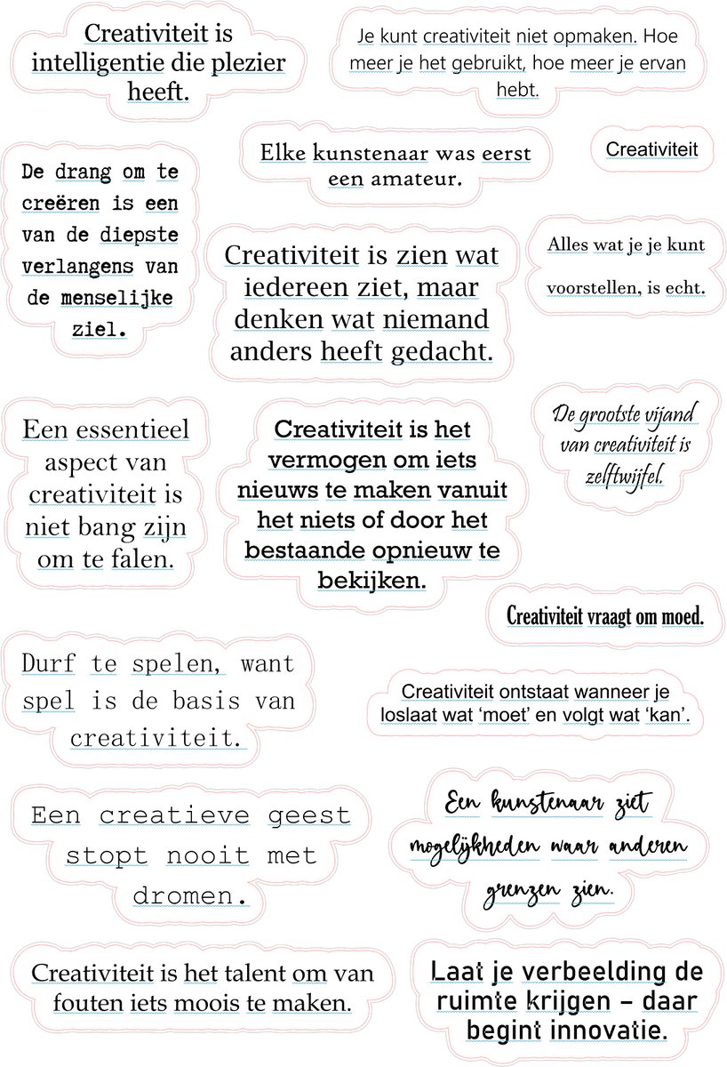 Bullet Journal Stickers - Planner Agenda Stickers - Creativiteit quote stickers - 16 die cut stickers - tekst stickers - Scrapbook stickers - Ephemera Deco stickers - volwassenen en kinderen