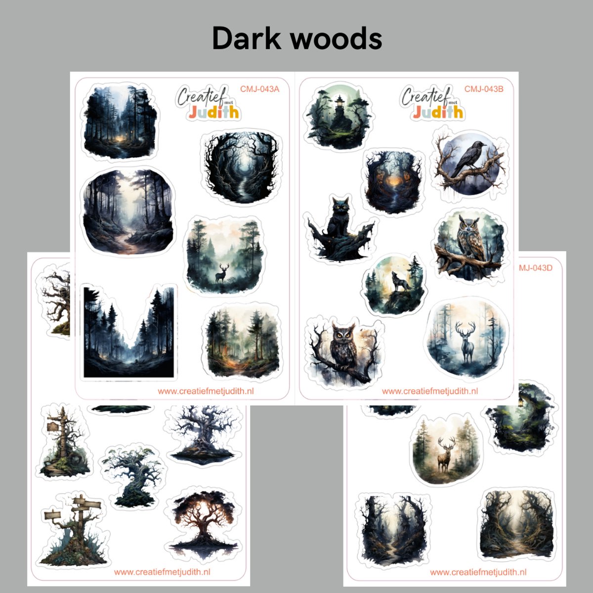 Bullet Journal Stickers - Planner Agenda Stickers - Dark woods stickers - 4 stickervellen - Donker bos - Scrapbook stickers - Deco stickers - gothic stickers - volwassenen en kinderen