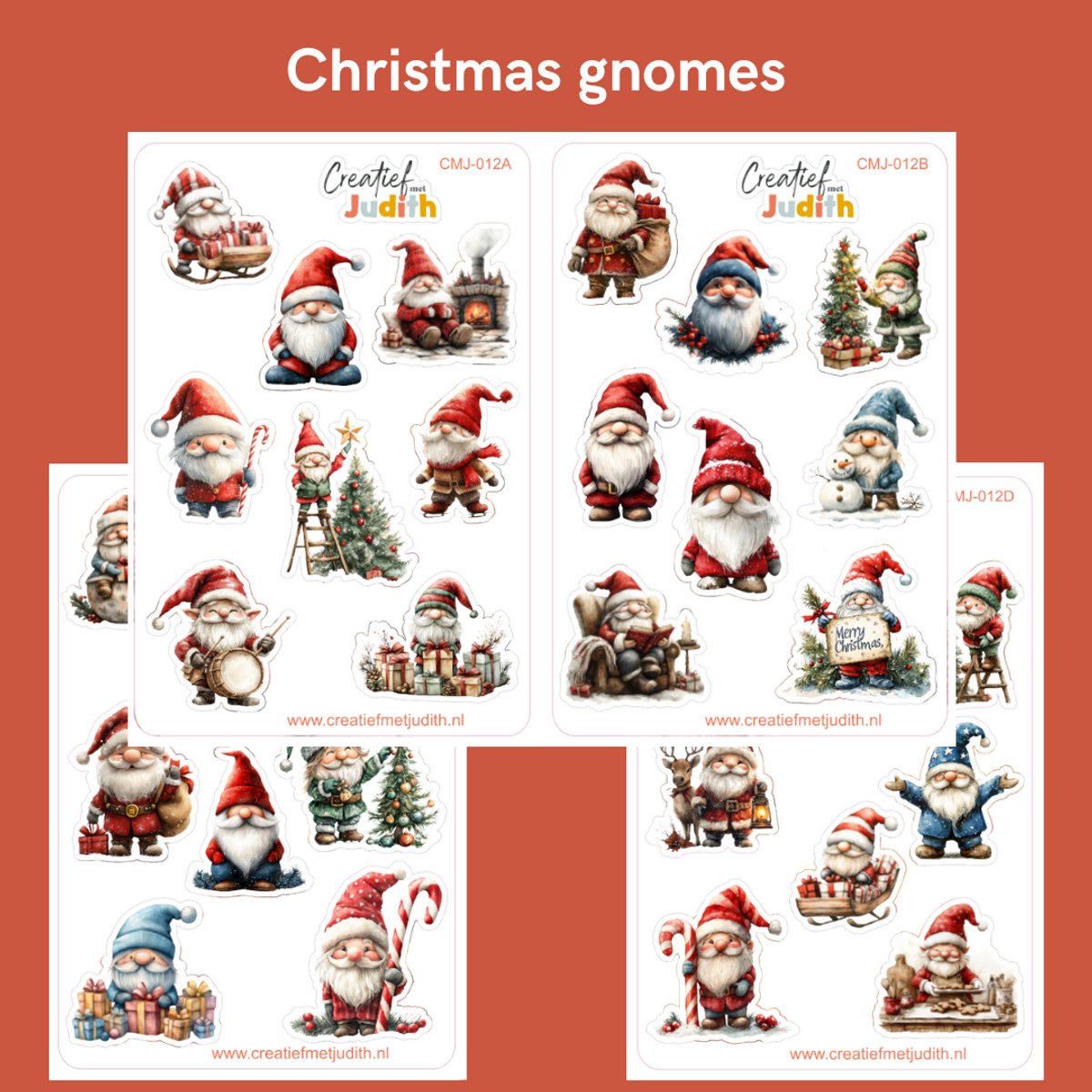 Bullet Journal Stickers - Planner Agenda Stickers - Gnomes christmas stickers - 4 stickervellen - kerstman - Scrapbook stickers - Deco stickers - kerst stickers - volwassenen en kinderen