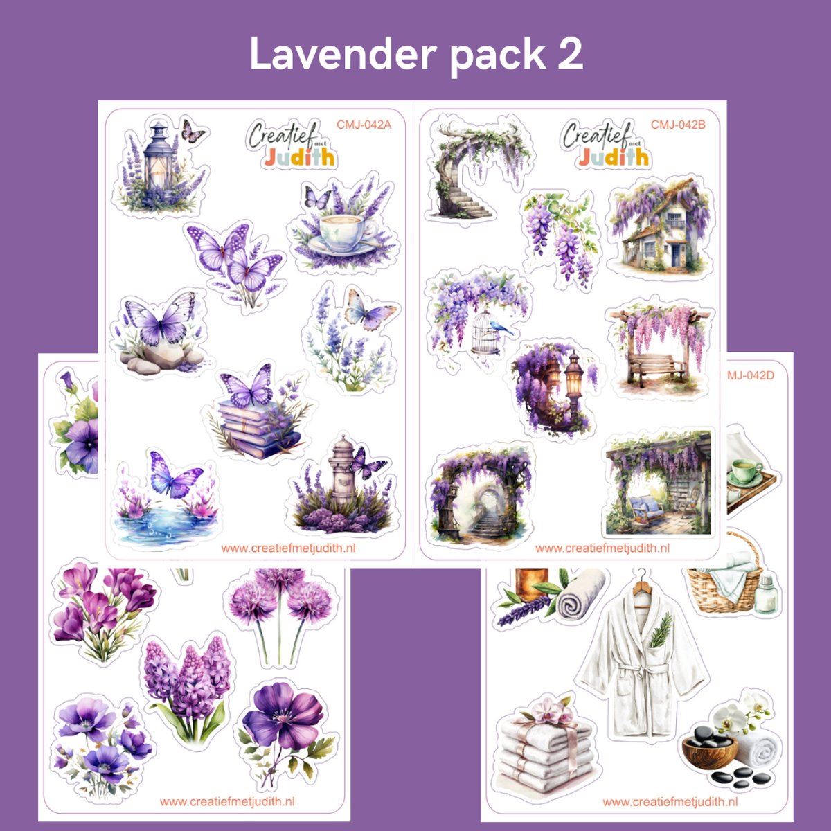 Bullet Journal Stickers - Planner Agenda Stickers - Lavendel stickers - 4 stickervellen - paars - Scrapbook stickers - Deco stickers - vlinder stickers - volwassenen en kinderen