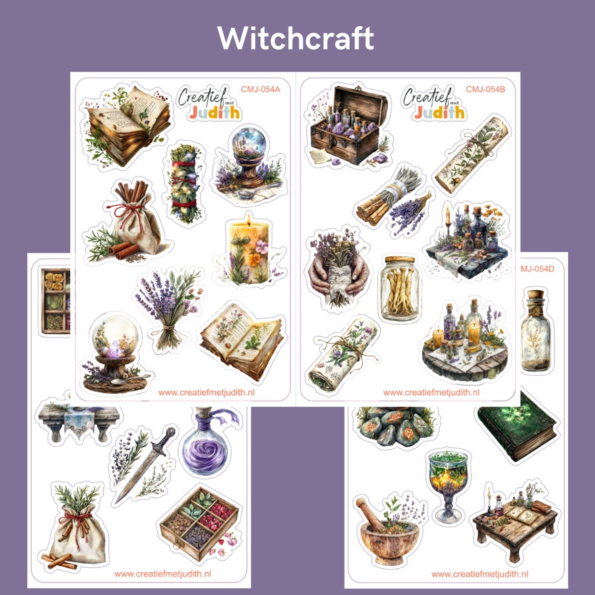 Bullet Journal Stickers - Planner Agenda Stickers - Witchcraft stickers - 4 stickervellen - Hekserij - Scrapbook stickers - Deco stickers - potion stickers - volwassenen en kinderen