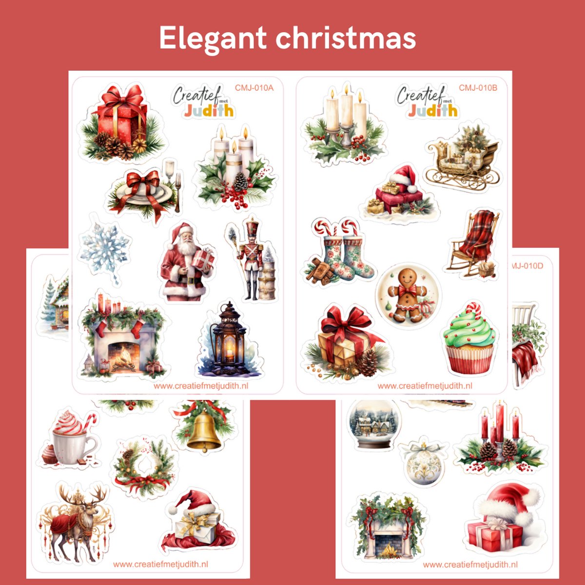 Bullet Journal Stickers - Planner Agenda Stickers - elegant christmas stickers - 4 stickervellen - cadeau kerstman - Scrapbook stickers - Deco stickers - kerst stickers - volwassenen en kinderen