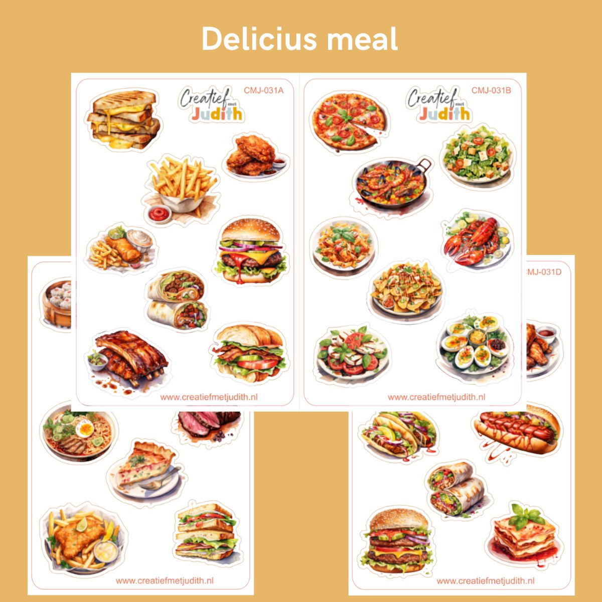 Bullet Journal Stickers - Planner Agenda Stickers - lekker eten stickers - 4 stickervellen - fast food - Scrapbook stickers - Deco stickers - hamburger stickers - volwassenen en kinderen