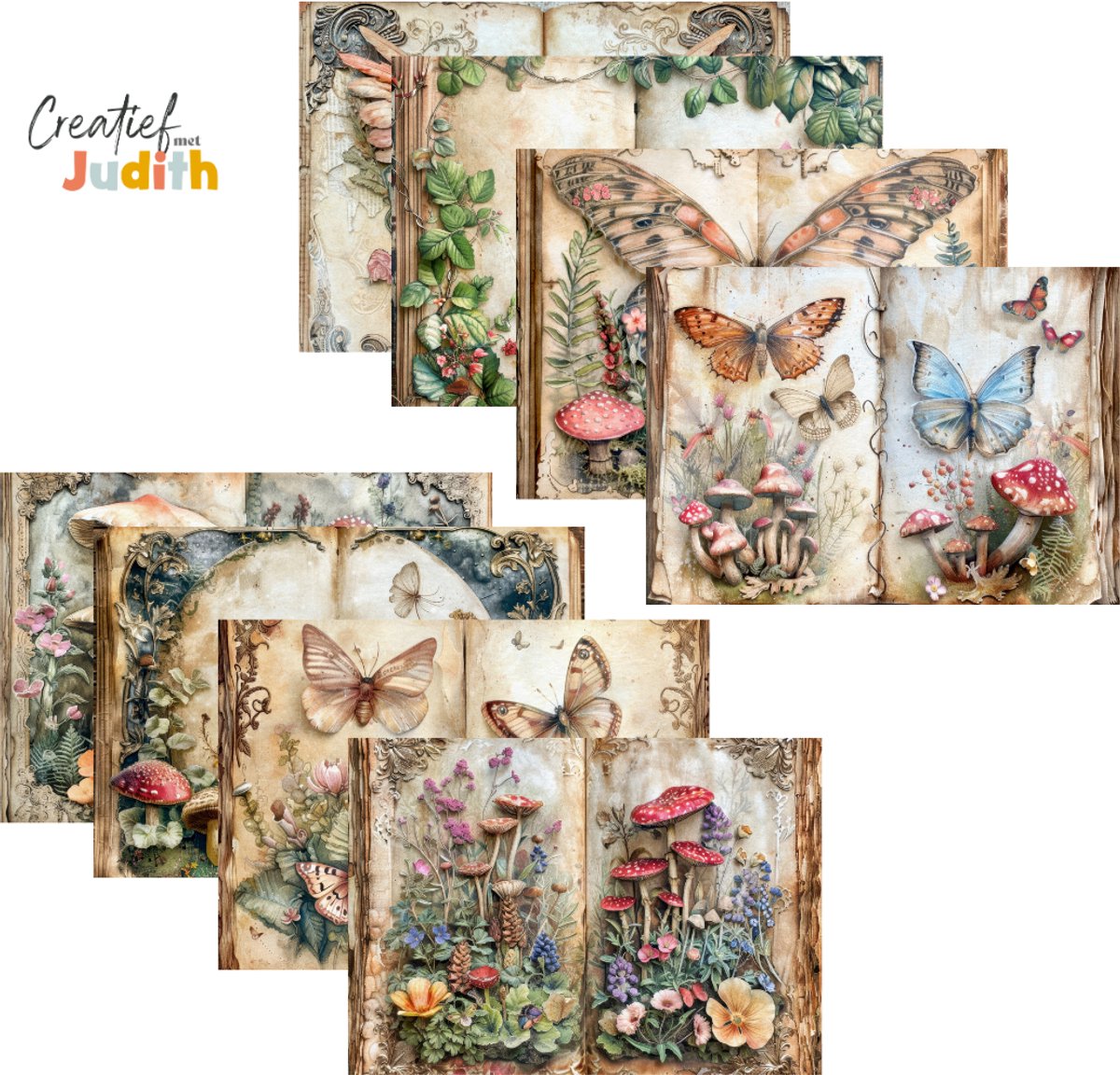 Bullet Journal papier A4 - 15 vellen - Fairy forest - Planner Agenda - Scrapbook papier - Vlinders - fantasy - Scrapbook - Deco Papier - volwassenen en kinderen