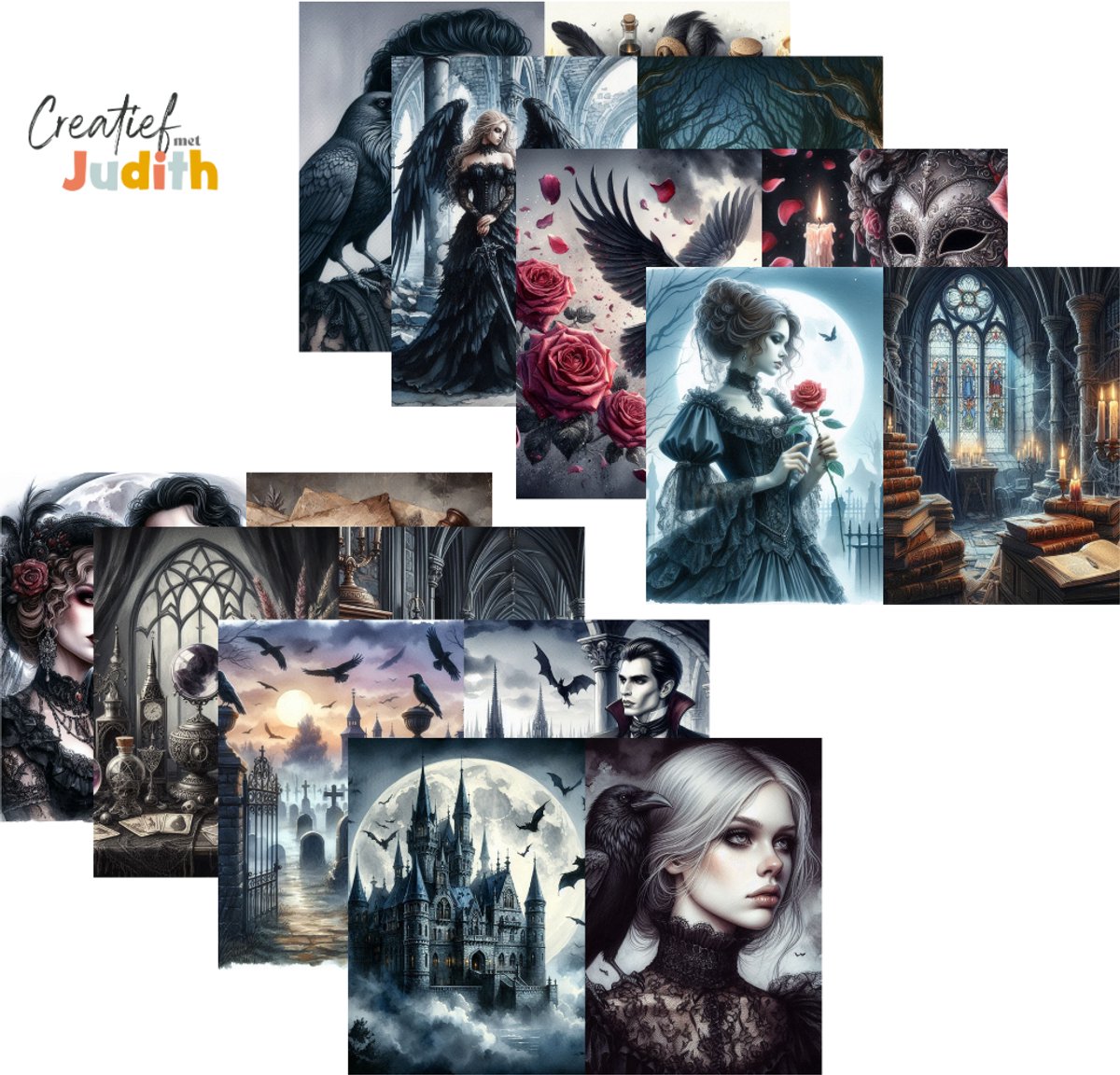 Bullet Journal papier A4 - 15 vellen - Gothic - Planner Agenda - Scrapbook Papier - Skull Zwart - Vampier - Scrapbook - Deco Papier - volwassenen en kinderen