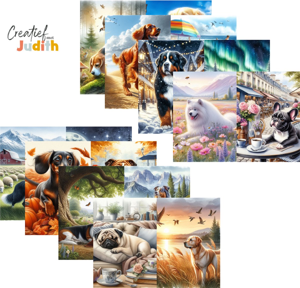 Bullet Journal papier A4 - 15 vellen - Honden - Planner Agenda - Scrapbook Papier - dog - dieren - Scrapbook - Deco Papier - volwassenen en kinderen