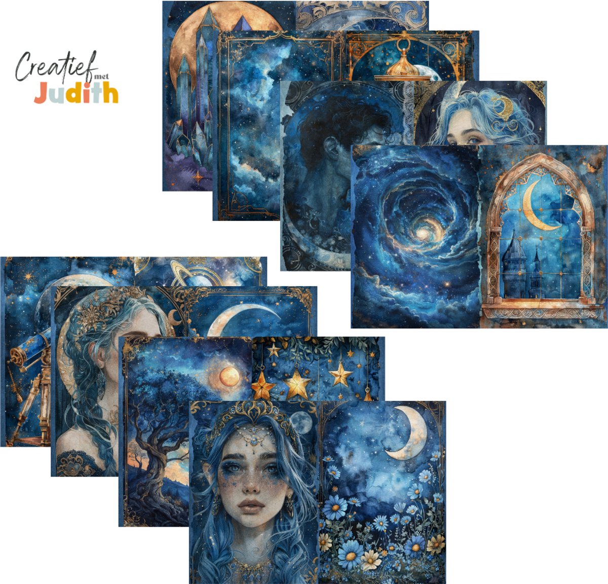 Bullet Journal papier A4 - 15 vellen - Star princess - Planner Agenda - Scrapbook papier - blauw - fantasy - Scrapbook - Deco Papier - volwassenen en kinderen