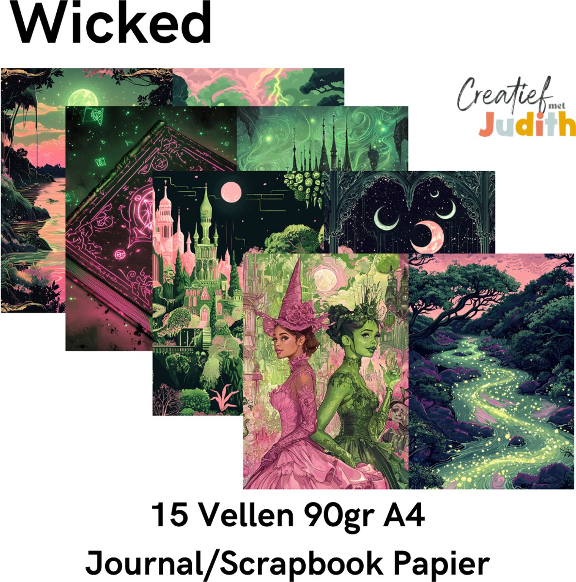 Bullet Journal papier A4 - 15 vellen - Wicked - Planner Agenda - Scrapbook Papier - Princessen - kasteel - Scrapbook - Deco Papier - volwassenen en kinderen