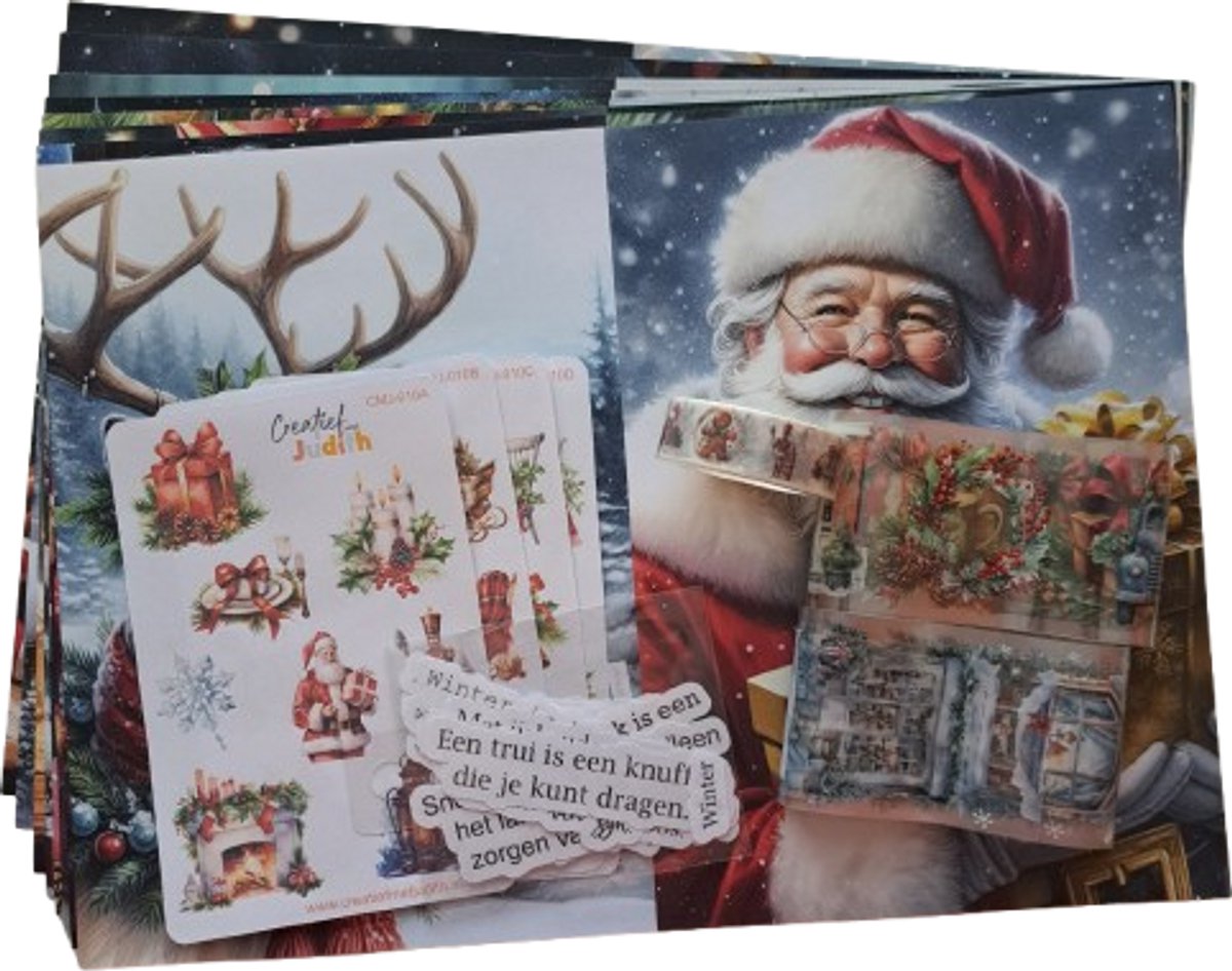 Kerst journal set - stickers - papier - thema christmas - bullet journal stickers- washi tape - transparante stickers - scrapbook - knutsel bundel - hobbypakket - volwassenen en kinderen