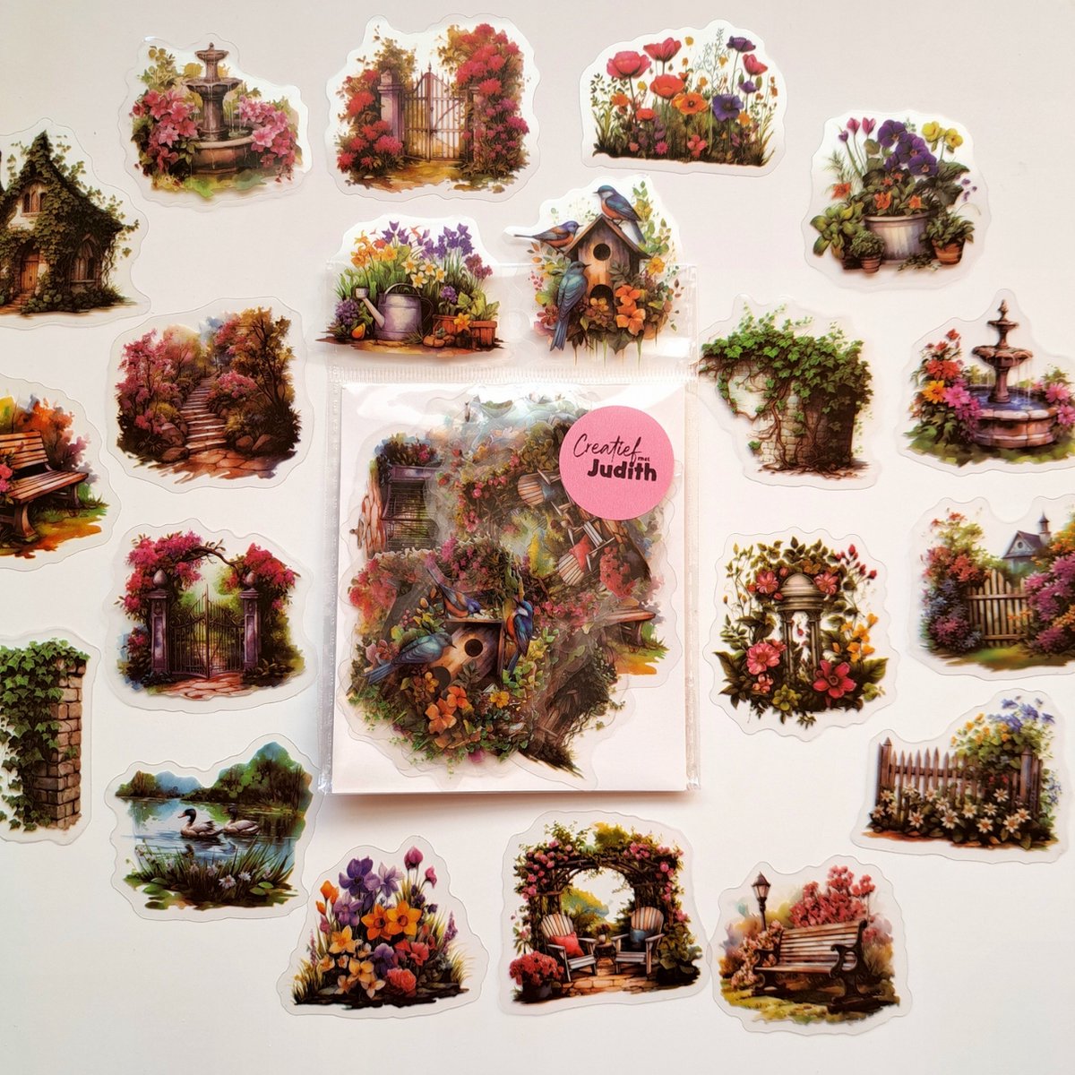 Lente stickers - transparante stickers - 40 stuks - thema Lente tuin bloemen - bullet journal stickers - scrapbook - laptop stickers - volwassenen en kinderen