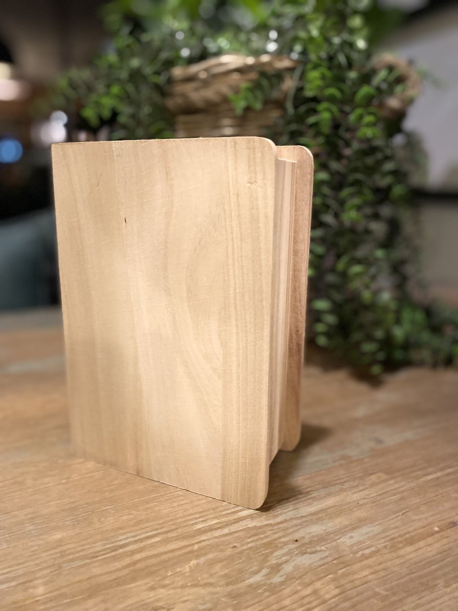 Creaties van Hier - spaarpot - boekvorm - gepersonaliseerd cadeau - hout - B 14,8 CM x D 7,1 CM x H 20,1 CM