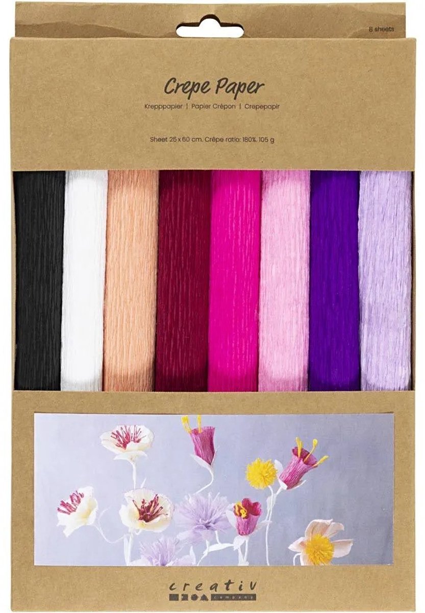 CC Crêpepapier Paars en Roze harmonie 8 vel