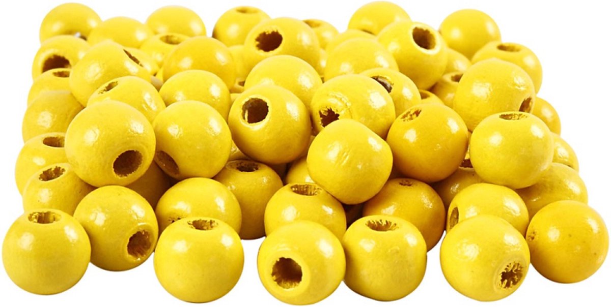 CC Houten Kralen 12 mm Geel 40 stuks