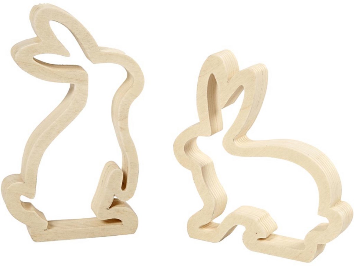 CC Houten Open Paashazen 14 cm 2 stuks