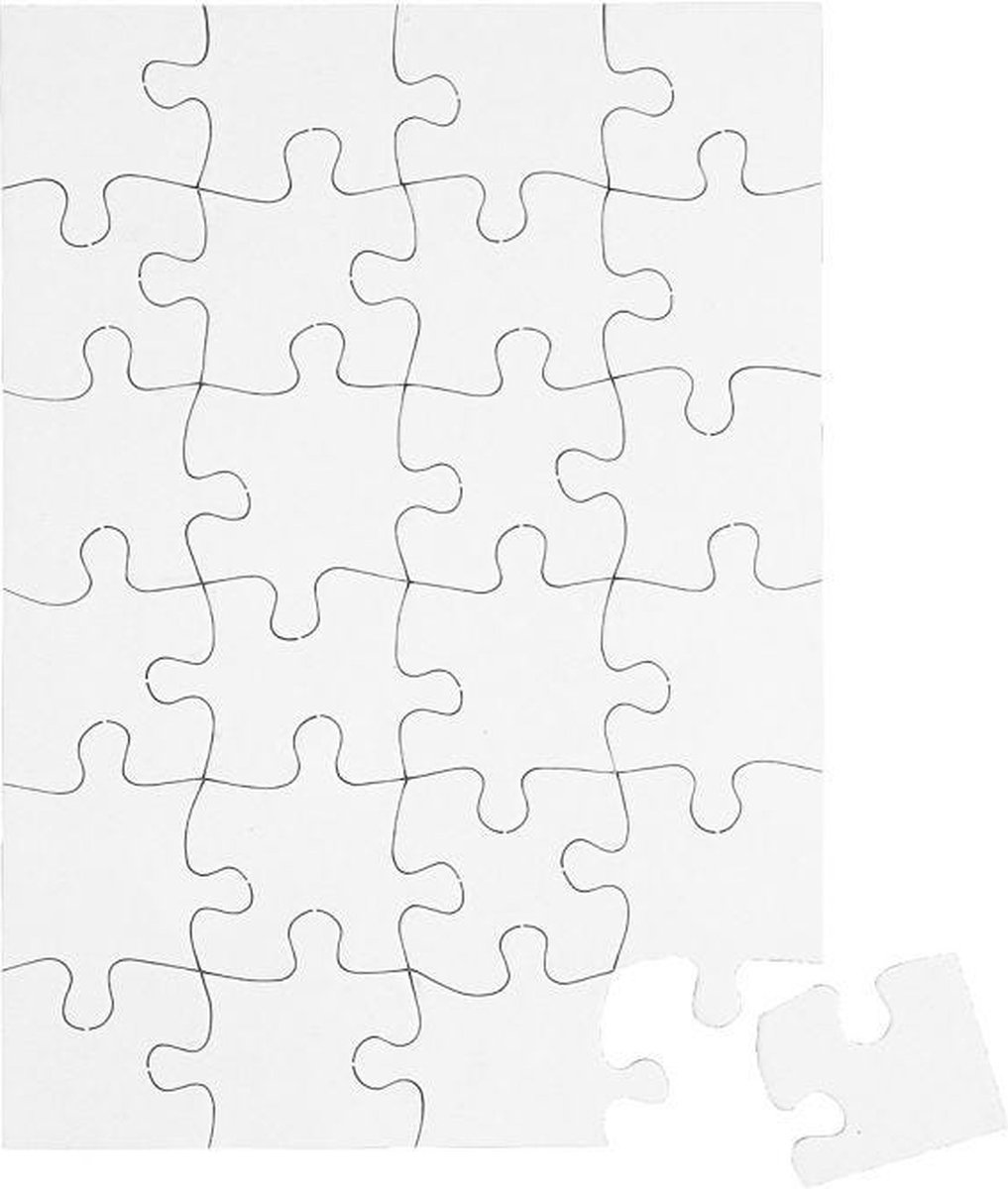 CC Kartonnen Puzzel 15x21 cm Wit 16 stuks
