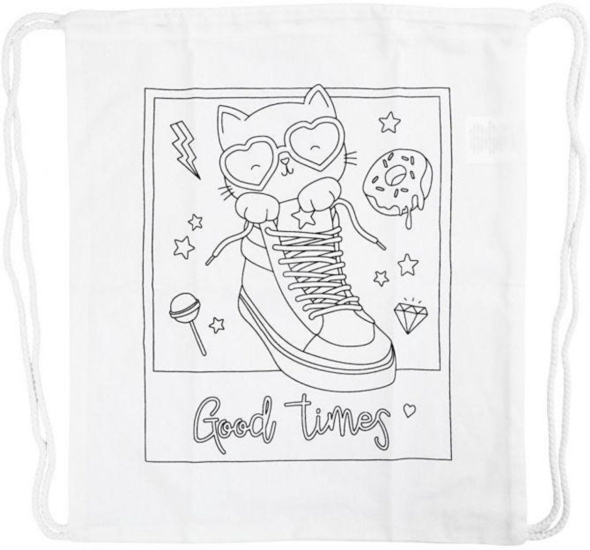 CC Katoenen Rugzak Good Times 38x42 cm Wit