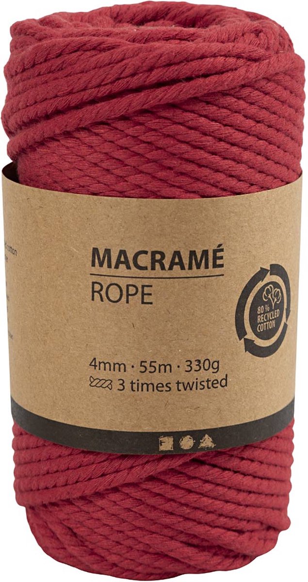 CC Macramékoord 4 mm 55 m Rood
