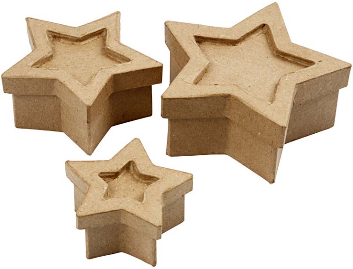 CC Papier Maché Sterren Dozen 15x15x6 cm 3 stuks