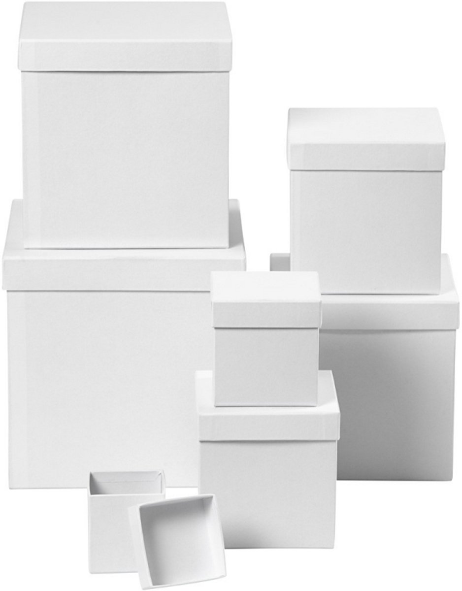 CC Vierkante Dozen Set 7 Stuks h: 7.5-23 cm