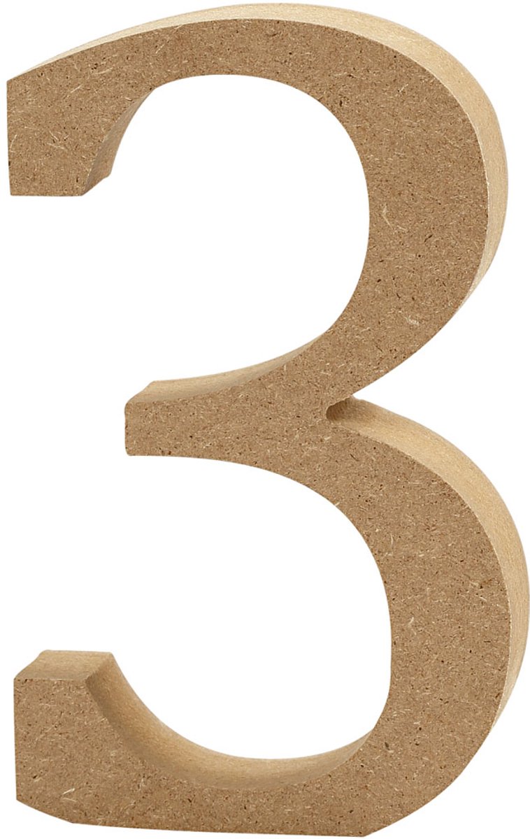 Cijfer 3 MDF 8cm, 1st.