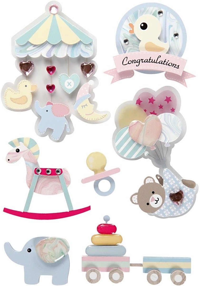 Creativ Company 27095 Papier Assorted colours 8stuk(s) sticker