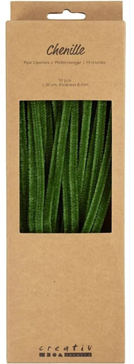 Creativ Company CC Chenilledraad Dennegroen 6mm x 30 cm 25 stuk.