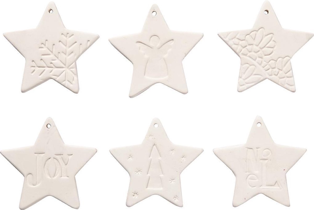 Creotime Decoratie Sterhangers 7 X 7 Cm Terracotta Wit 6 Stuks
