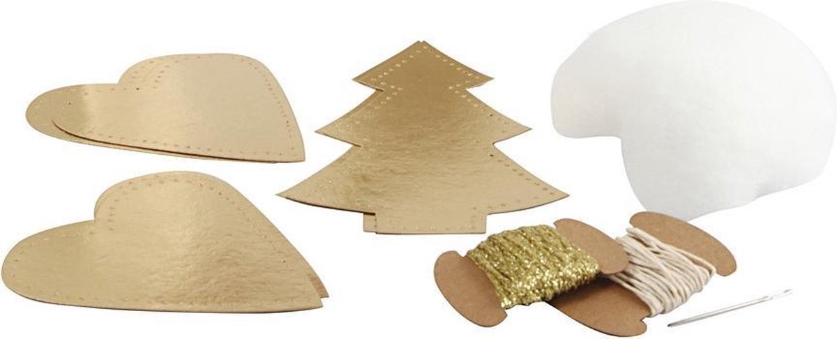 Creotime Kerstdecoraties Faux Leather Goud 11-delig