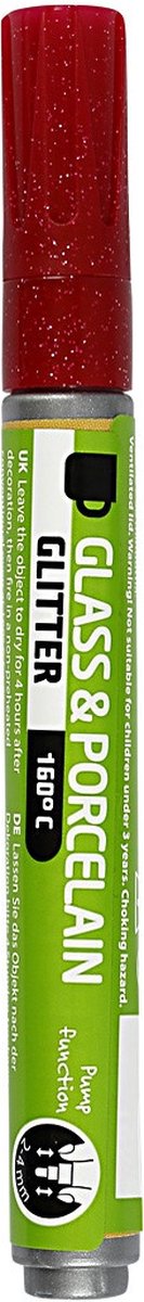 Glas- & Porseleinstiften, lijndikte: 2-4 mm, donkerrood, glitter - semi-dekkend, 1stuk