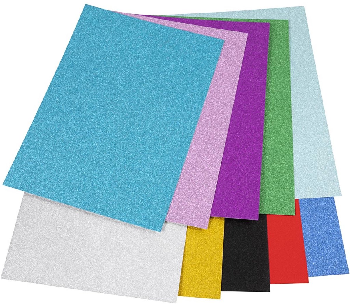 Glitterkarton - Diverse Kleuren - Diverse Kleuren - A4 - 250 gr - 10 vellen