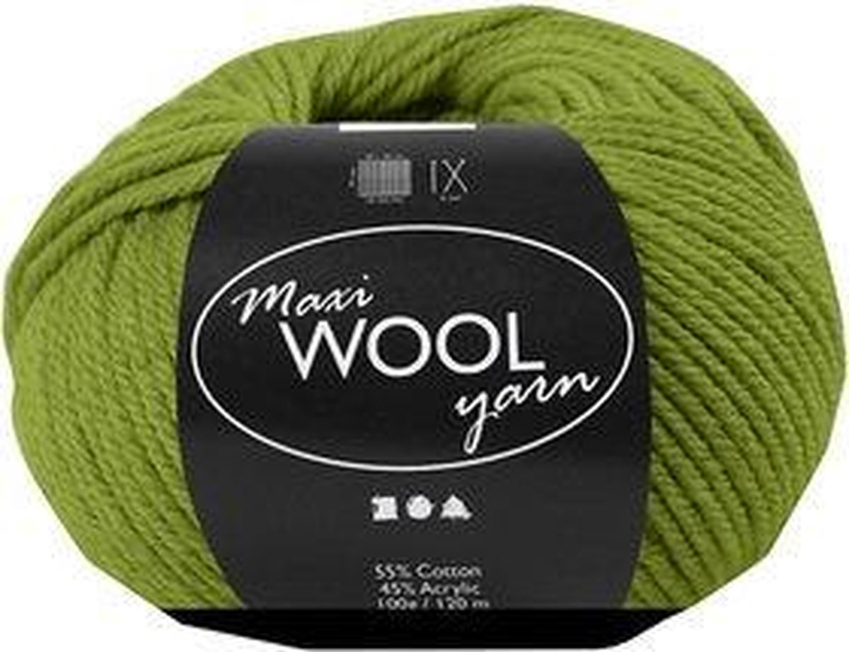 Maxi Wolgaren 100 gr Olijfgroen