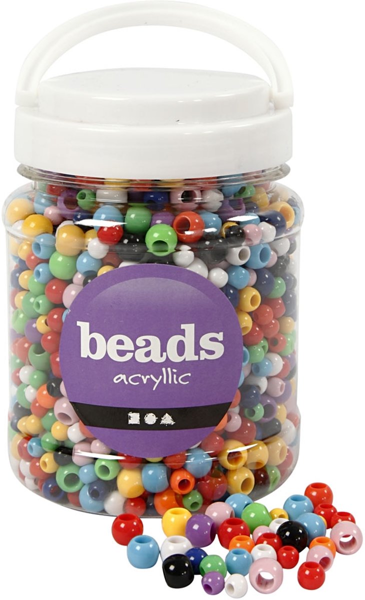 Pony kralen, d: 6-10 mm, kleuren assorti, 700 ml