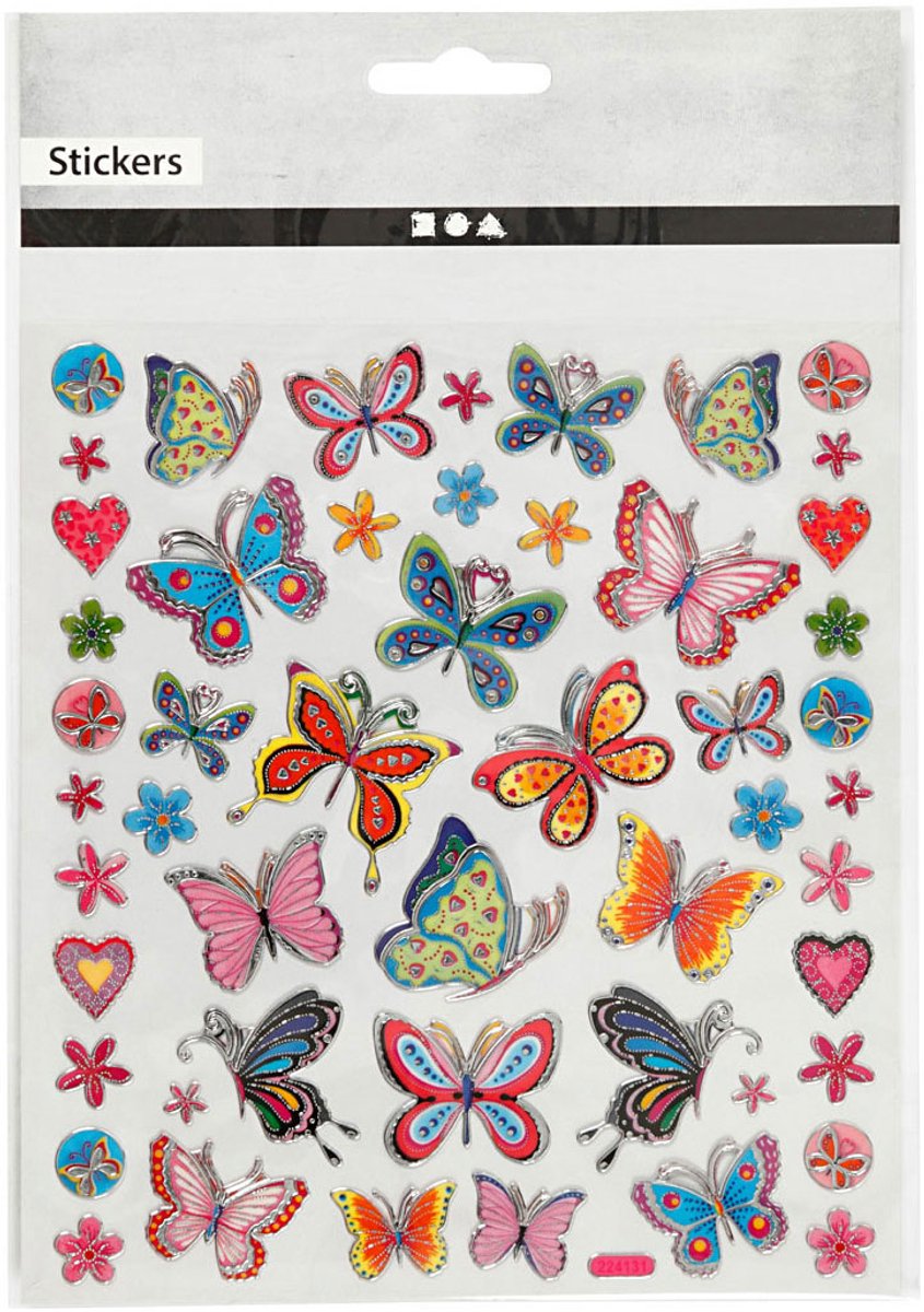 Stickers - bloemen en vlinders - 15x16,5 cm