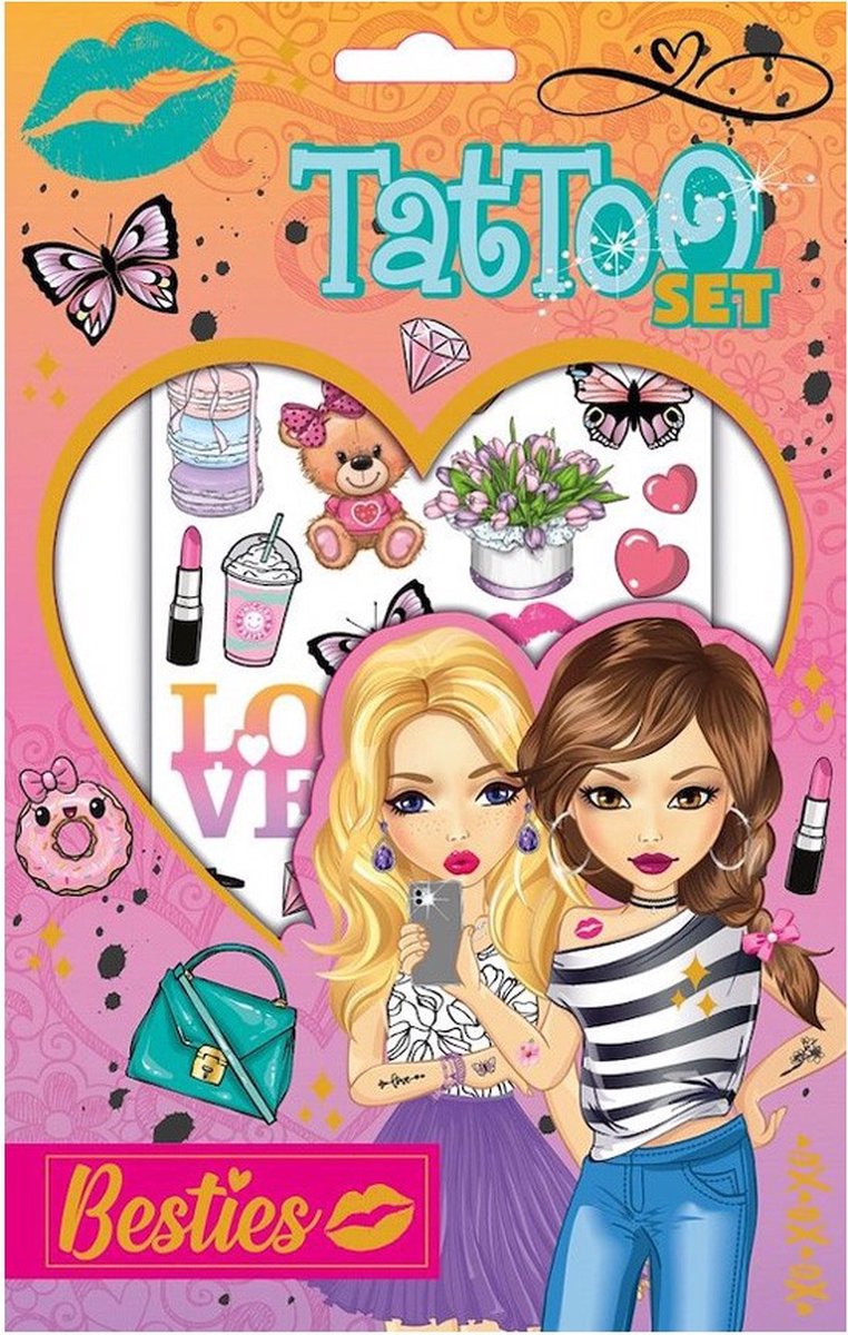Besties Plak Tattoos voor Kinderen +/- 75 stuks Roze - Meisjes Tattoos - Nep Tattoos